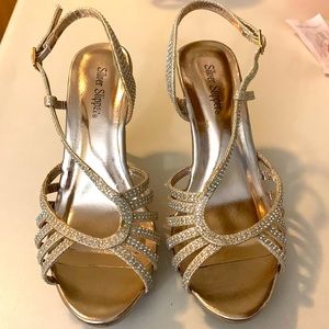 Silver Slippers Champagne Gold High Heels